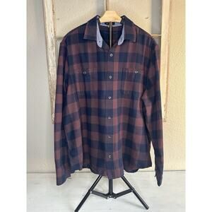 Tailor Vintage Flannel Shirt Mens XL Luxe Performance Navy Maroon Plaid
